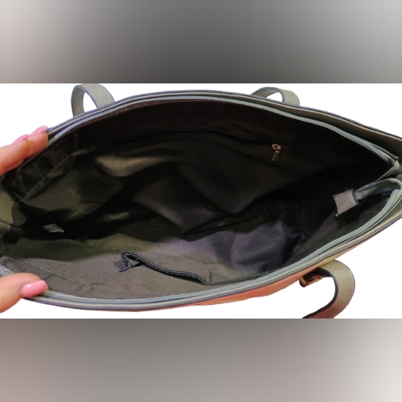 Elim & Paul Off-White Cream Gray Neutral Canvas Tote Bag - Picture 4 of 10